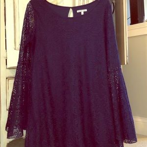 navy blue lacy long sleeve dress